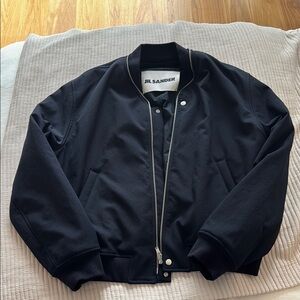 Jil Sander Navy Zip Bomber Jacket